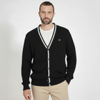 Baden Slim-Fit Strickjacke mit V-Ausschnitt und Kontraststreifen