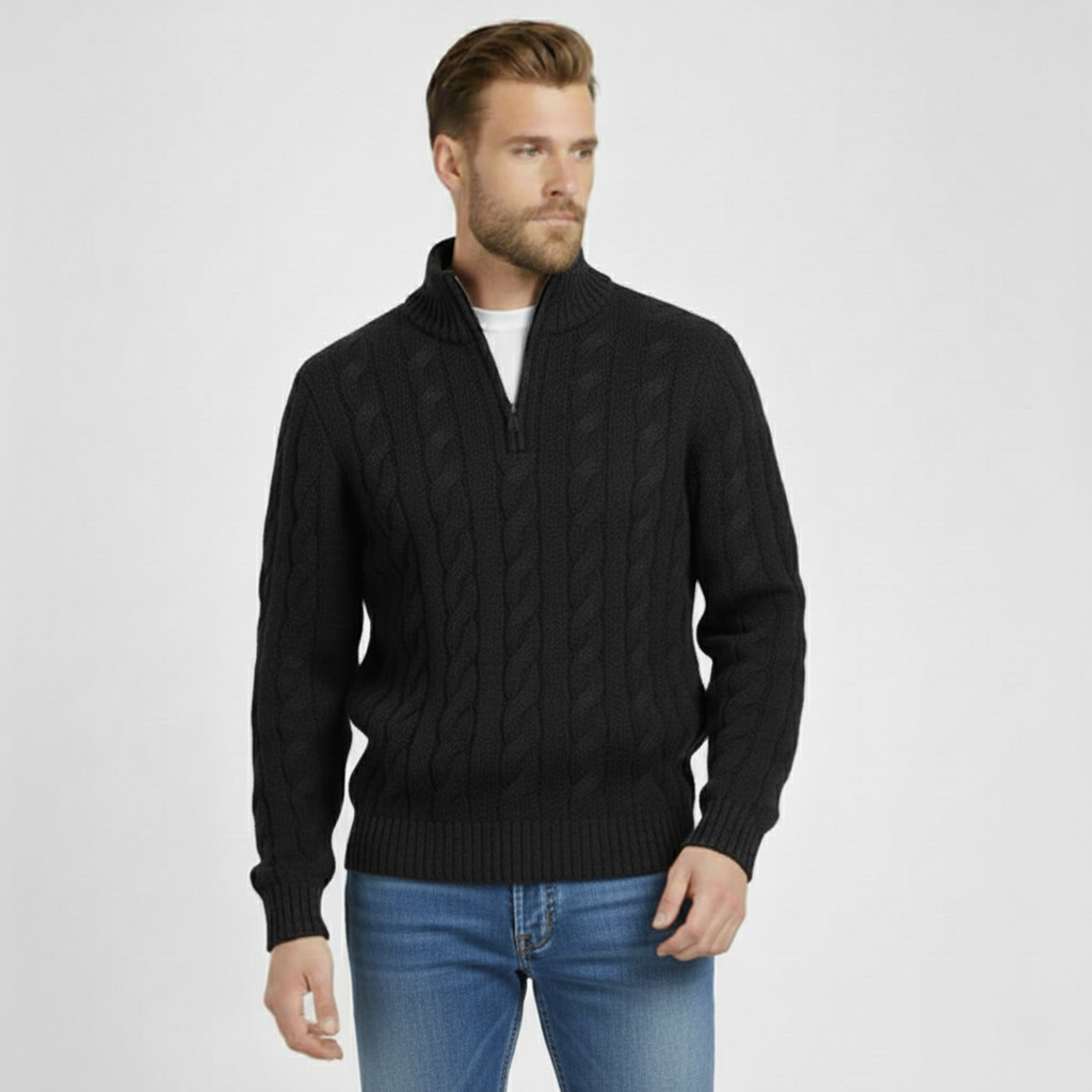St. Moritz Troyer-Pullover aus Zopfstrick mit Reißverschluss