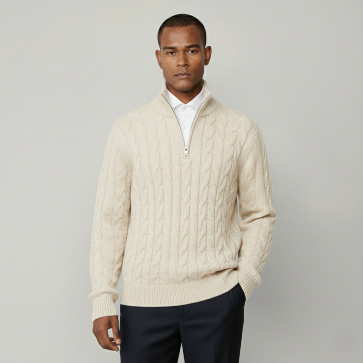 St. Moritz Troyer-Pullover aus Zopfstrick mit Reißverschluss