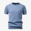 Lund Premium Ribbed-Short Strickshirt mit Rundhals und Soft-Touch
