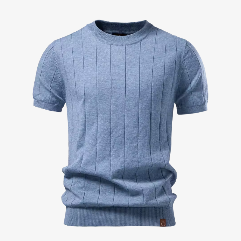 Lund Premium Ribbed-Short Strickshirt mit Rundhals und Soft-Touch