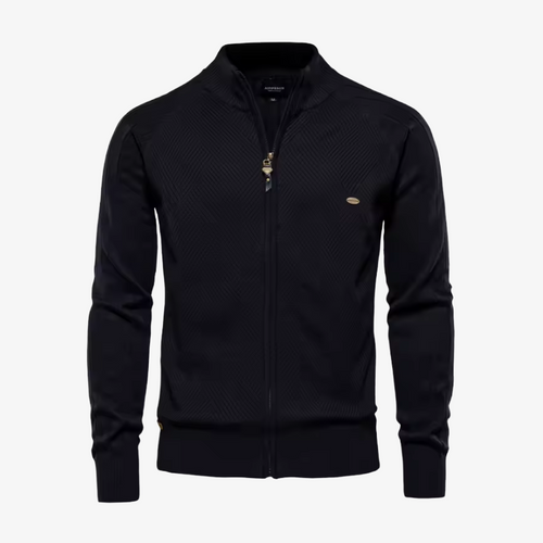 Appenzell Grobstrickjacke mit Zopfmuster und Stehkragen