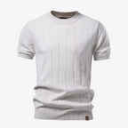 Lund Premium Ribbed-Short Strickshirt mit Rundhals und Soft-Touch