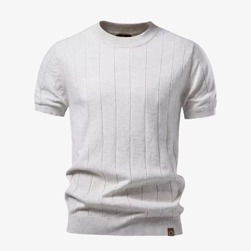 Lund Premium Ribbed-Short Strickshirt mit Rundhals und Soft-Touch
