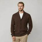 Heidelberg Schalkragen-Strickjacke mit Zopfmuster und Knöpfen